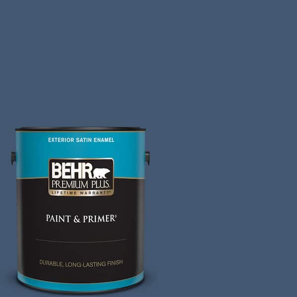 BEHR PREMIUM PLUS 1 gal. Home Decorators Collection #HDC-WR14-7 Hidden Sapphire Satin Enamel Exterior Paint & Primer