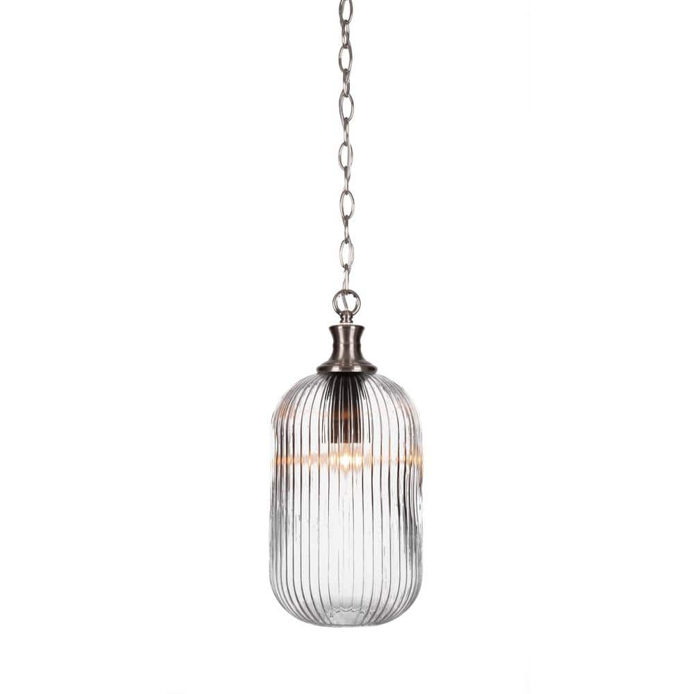  Orleans 60-Watt 1-Light Brushed Nickel Shaded Mini Pendant Light with Glass Shade