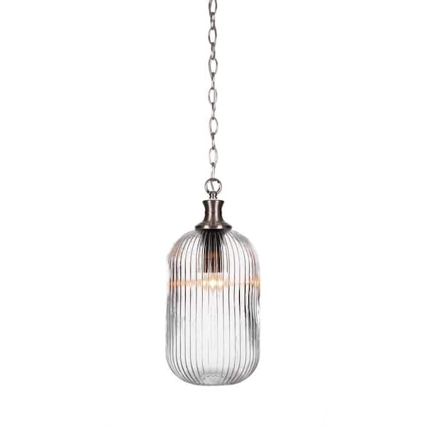 Unbranded Orleans 60-Watt 1-Light Brushed Nickel Shaded Mini Pendant Light with Glass Shade