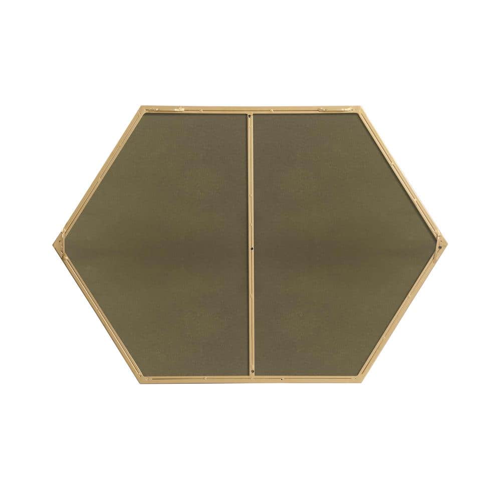 Contemporary Gold Hexagonal Wall Mirror with Metal Frame