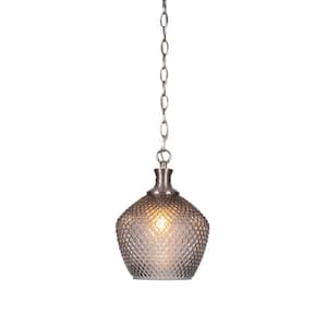 Tyler 60-Watt 1-Light Brushed Nickel Shaded Mini Pendant Light with Glass Shade