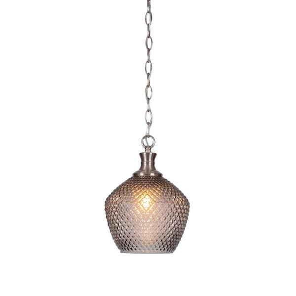 Unbranded Tyler 60-Watt 1-Light Brushed Nickel Shaded Mini Pendant Light with Glass Shade