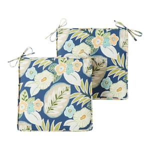 18 in. x 18 in. Marlow Blue Floral Square Outdoor Seat Cushion (2-Pack)