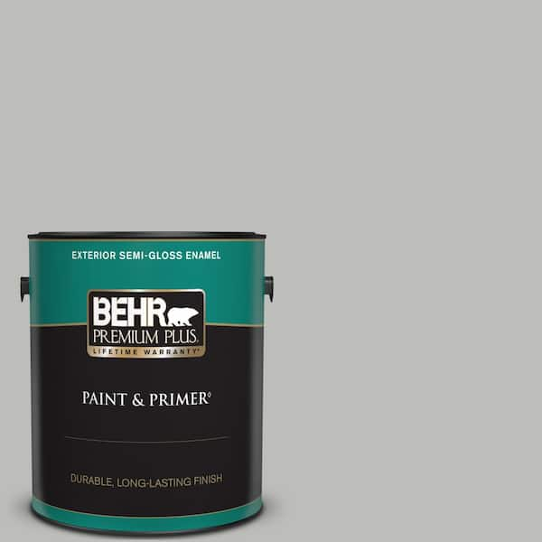 BEHR PREMIUM PLUS 1 gal. #PPU24-17 Hailstorm Gray Semi-Gloss Enamel Exterior Paint & Primer