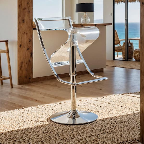 Napoli 31 in. Clear Metal Bar Stool with Acrylic Seat