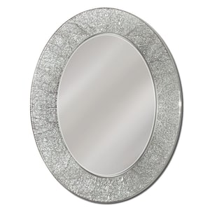 23 in. W x 29 in. H Frameless Oval Printed Bathroom Vanity Mirror