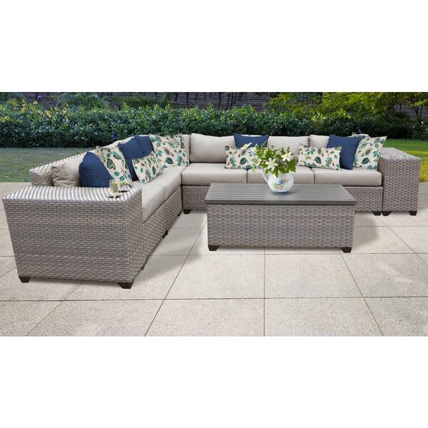TK CLASSICS Florence 9Piece Wicker Outdoor Sectional Seating Group