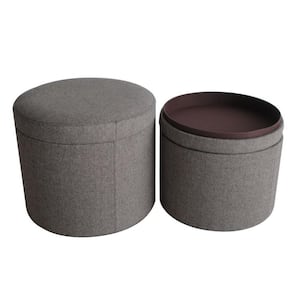Mariana 19 in. Gray Wood Ottoman without Storage