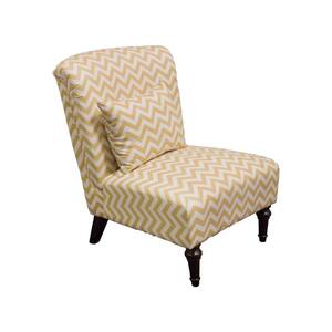 Murphy Striped Fabric Accent Chair with Throw Pillow, Tan/White