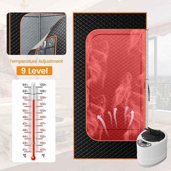 1 Person Portable Steam Sauna Box for Home with 3L/1200W Steamer and Folding Chair 71 in. x 35.5 in. Tent with 1 Window