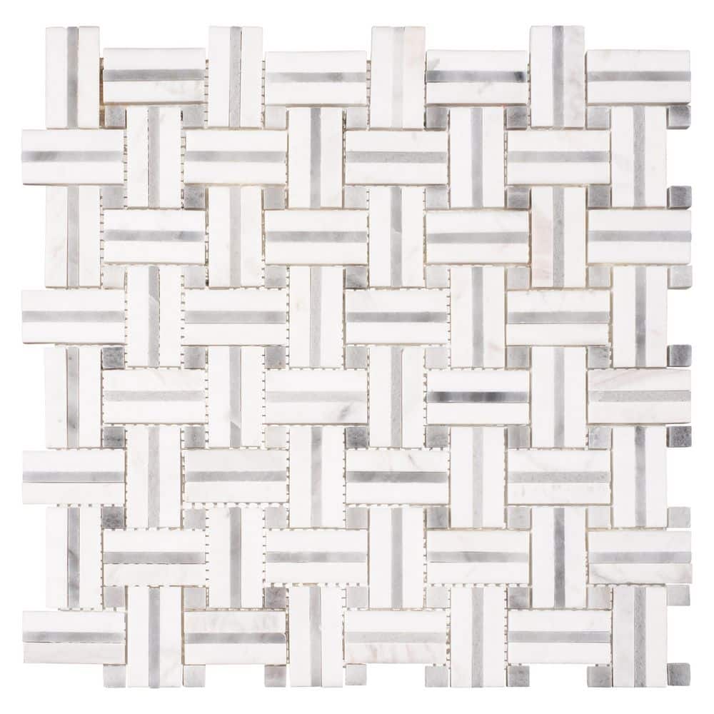 Fabrique Cashmere Gray 1 in. x 2 in. Woven Look Smooth Natural Stone Floor 
