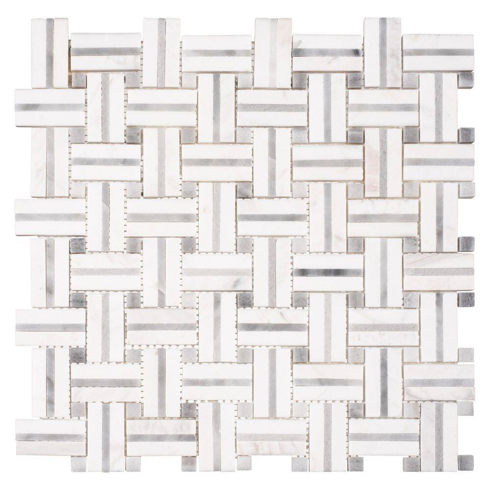 Fabrique Cashmere Gray 1 in. x 2 in. Woven Look Smooth Natural Stone Floor 