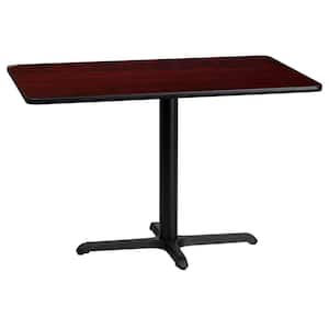 24 in. x 42 in. Rectangular Black and Mahogany Laminate Table Top with 22 in. x 30 in. Table Height Base