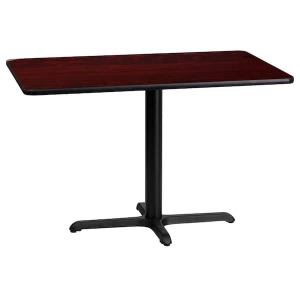 Flash Furniture 24 in. x 42 in. Rectangular Black and Mahogany Laminate Table Top with 22 in. x 30 in. Table Height Base