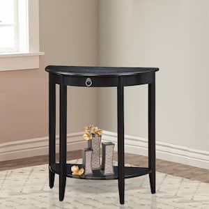 Elcee 26 in. Wood Half Circle Black Console Table