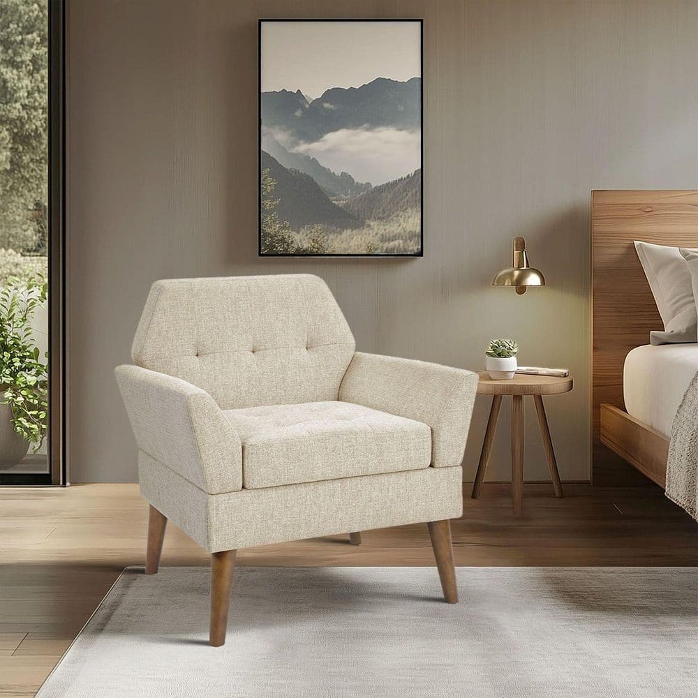 510 Design Newtin Beige Mid-Century Modern Lounge Arm Chair 5DS100