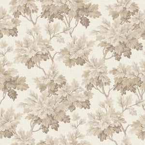 Brown Oakcliff Taupe Leaf Trail Wallpaper Sample