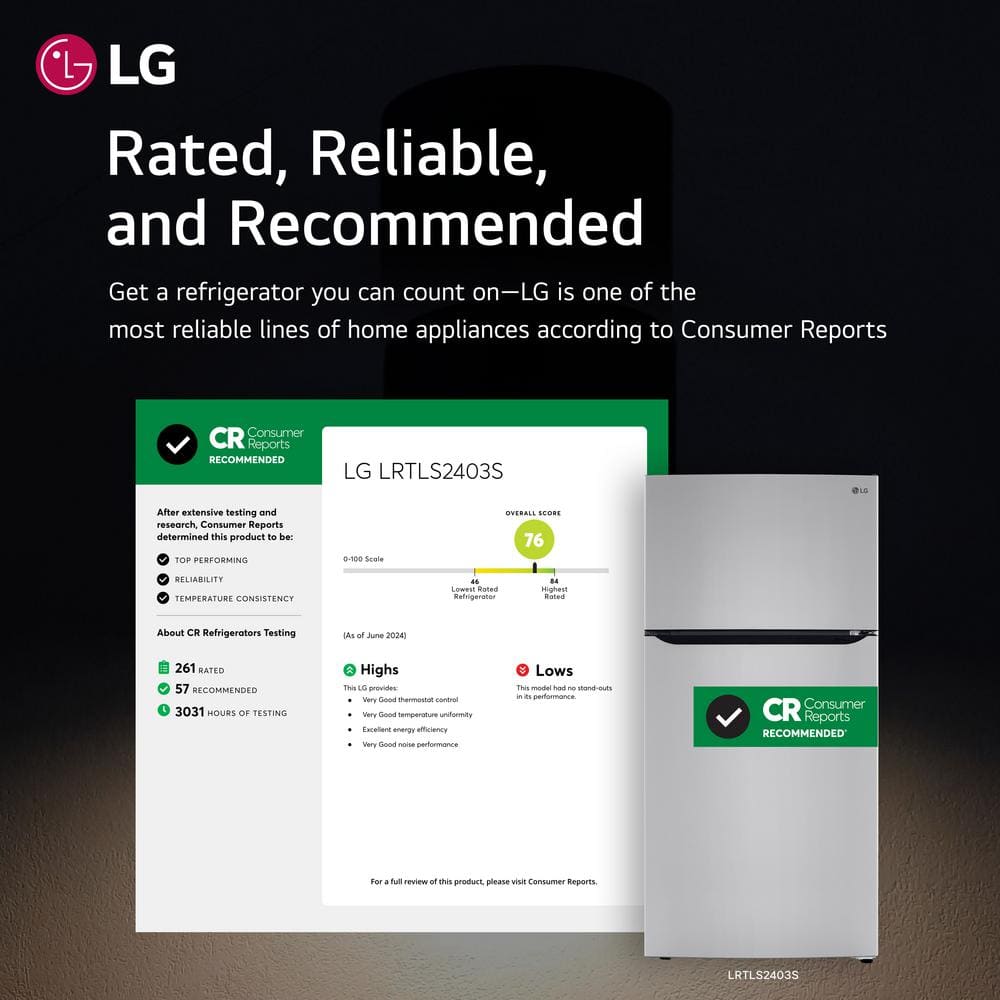 LG 24 cu.ft. Stainless Steel Top Freezer Refrigerator with Ice Maker