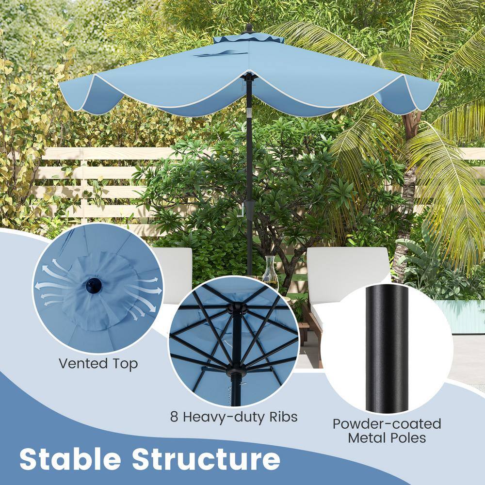 Navy 9 ft Patio Umbrella with Crank Handle and Tilt