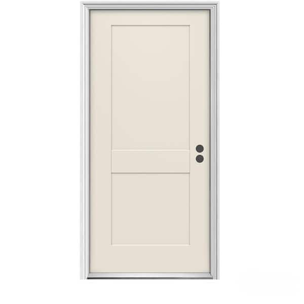 JELD-WEN 36 in. x 80 in. 2-Panel Craftsman Primed Left-Hand Inswing Steel Craftsman Prehung Front Door
