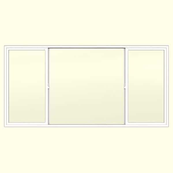 JELD-WEN 95.5 in. x 47.5 in. V-2500 Series White Vinyl Universal/Reversible Sliding Window with Fiberglass Mesh Screen