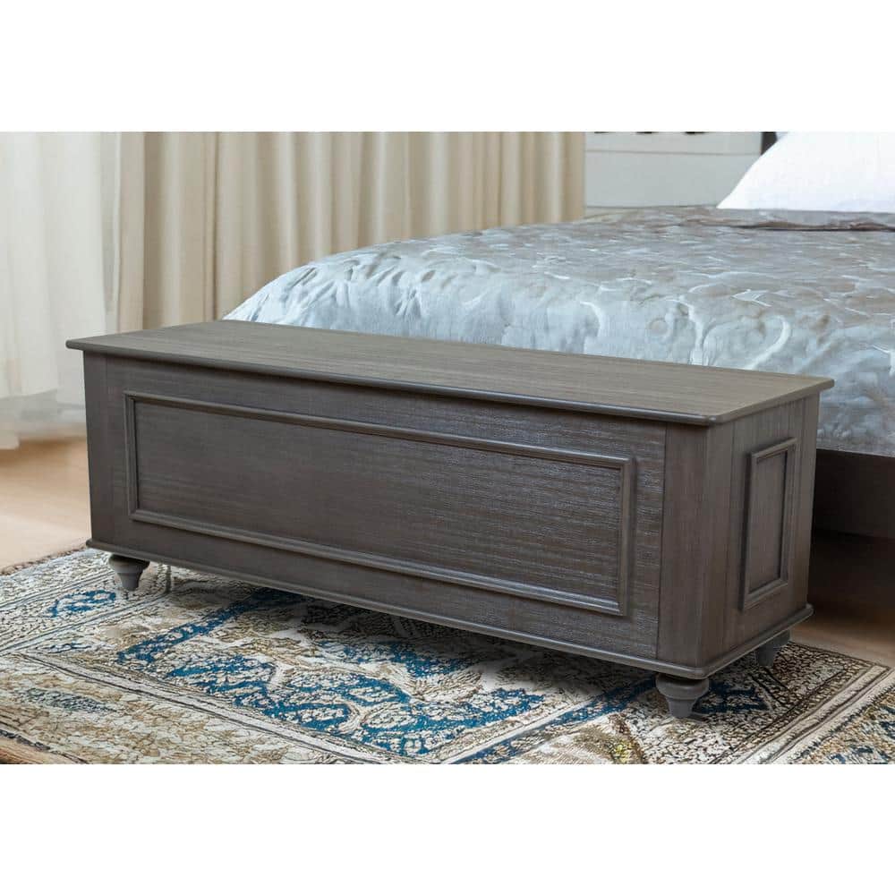 Mountain Gray Wood Veneer Hope Chest Bench with Gun Concealment