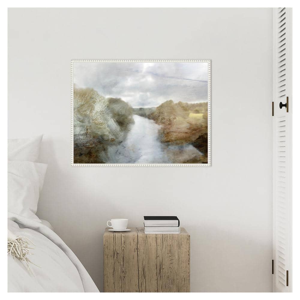 Sylvie Beaded White Framed Abstract Landscape Canvas Print