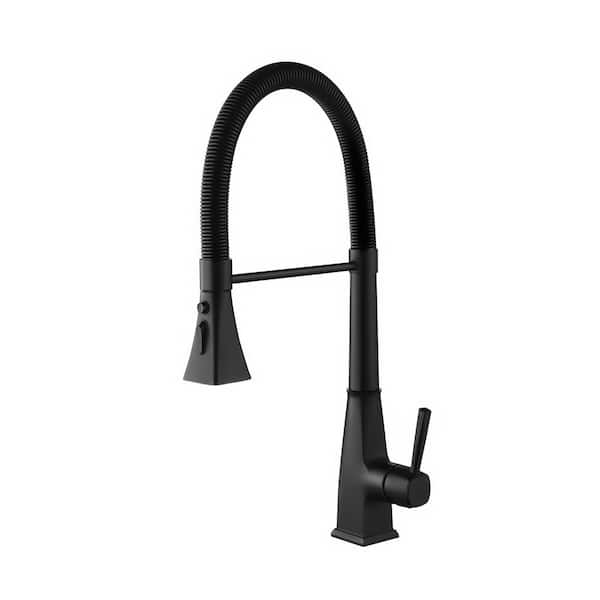 Lukvuzo Single Handle Pull Down Sprayer Kitchen Faucet with Advanced Spray in Matte Black