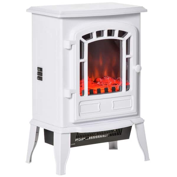 ToolCat 15.25 in. Freestanding Electric Fireplace Stove in White, with Realistic Flame Effect, Overheat Safety Protection