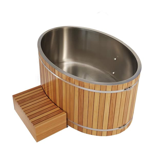 KPLUNGE 62 in. 1-Person 0-Jet Cedar Cold Plunge Ice Bath/Hot Tub with ...