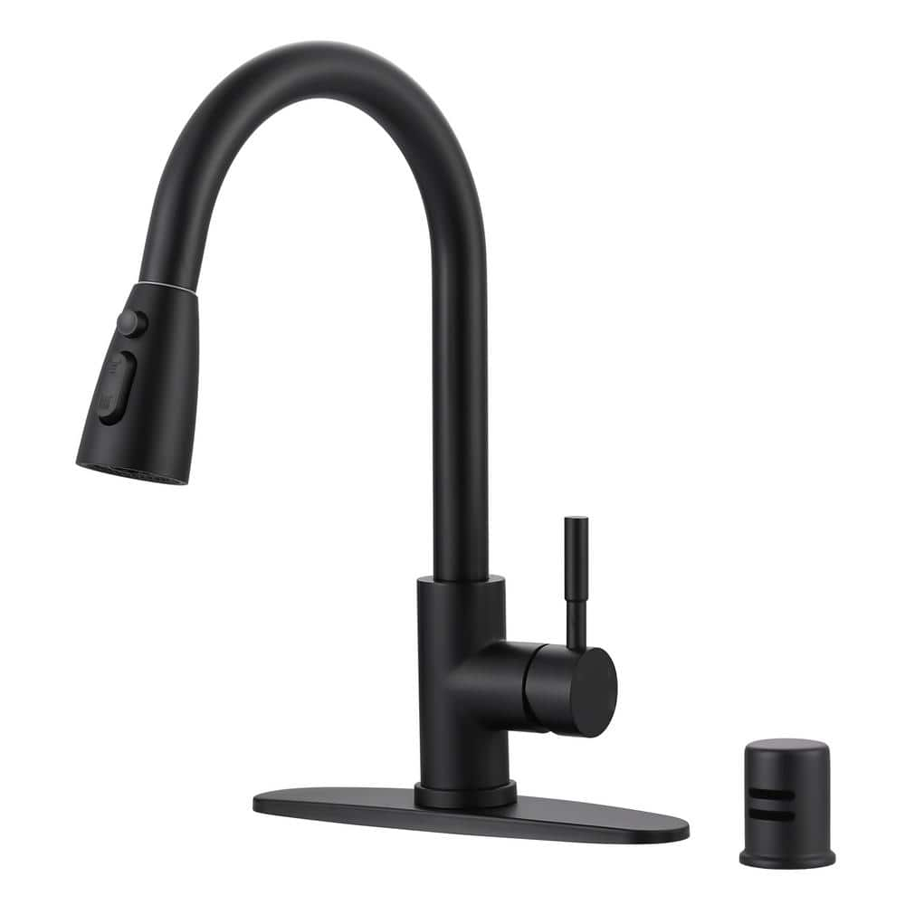 Arcora Single Handle Pull Down Sprayer Kitchen Faucet Stainless Steel With Deck Plate And Air