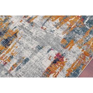 Montana Joanna Orange/Blue 7 ft. 10 in. x 10 ft. 10 in. Modern Abstract Area Rug