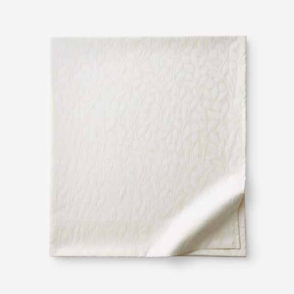 The Company Store Legends Hotel Jacquard Leaf Ivory Wrinkle-Free Supima Cotton King/California King Flat Sheet