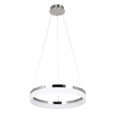 35-Watt Integrated LED Brushed Nickel Pendant with Frosted Acrylic Shade