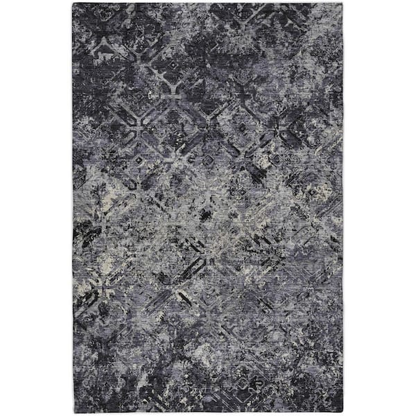 Dream Shag Premium Machine Washable Abstract ADS768 Black 5 ft. x 7 ft. 6 in. Area Rug