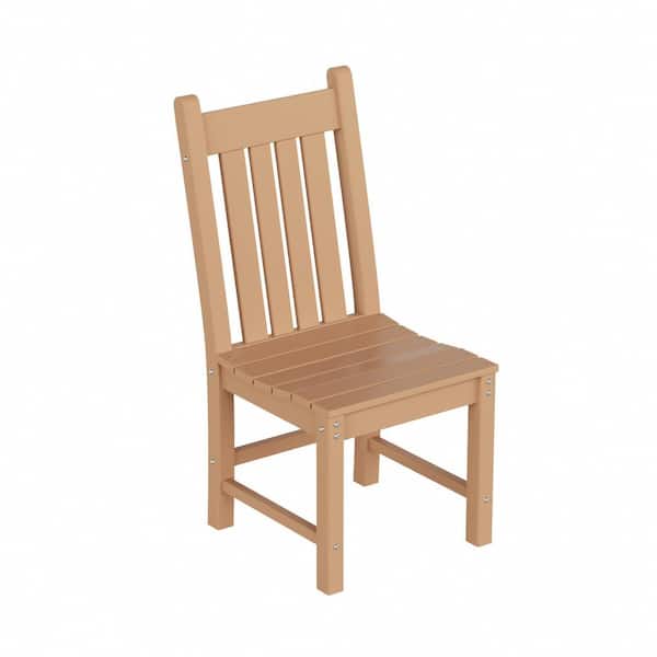 WESTIN OUTDOOR Hayes HDPE Plastic All Weather Outdoor Patio Armless Slat Back Dining Side Chair in Teak