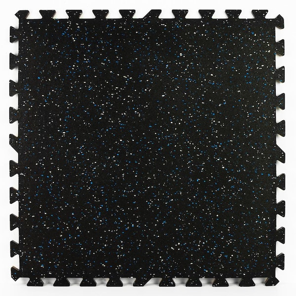 FloorPops Scoria Black 24 in. W x 24 in. x 0.47 in. Thick L Rubber Interlocking Exercise Floor Tiles (4 tiles/case)