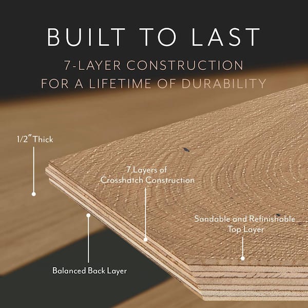 ASPEN FLOORING Eclipse White Oak 1/2 in. T x 7.5 in. W Water Resistant Wire Brushed Engineered Hardwood Flooring (31.09 sqft/case)
