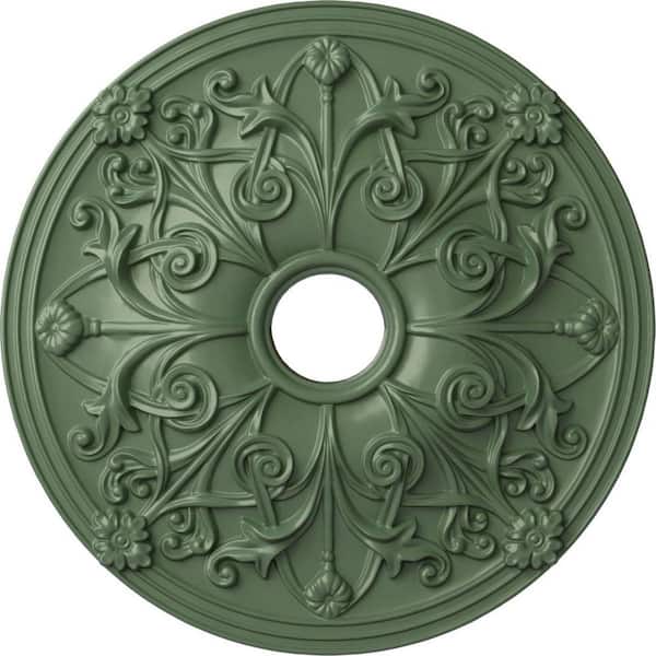 Ekena Millwork 2-1/8" x 23-5/8" x 23-5/8" Polyurethane Jamie Ceiling, Hand-Painted Athenian Green
