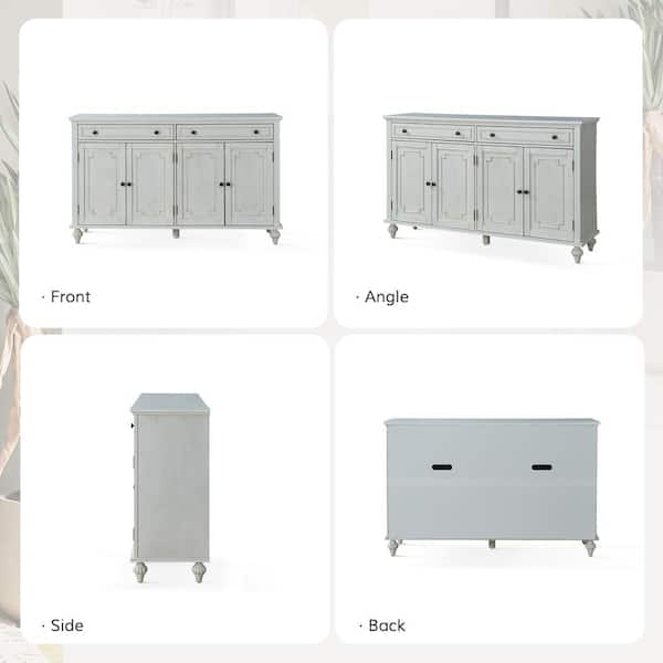 White sideboard with 1 door and 4 brown drawers - Mobili Rebecca