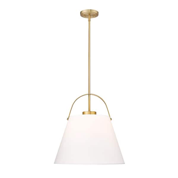 Unbranded Z-Studio Linen Pendant 18 in. 1-Light Heritage Brass Pendant Light with Ivory Fabric Shade with No Bulbs included