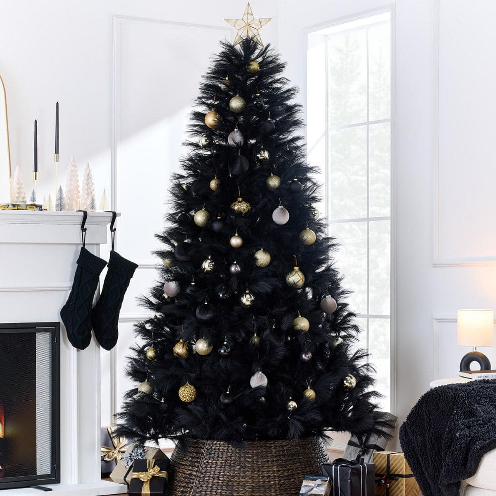 4.5 ft. Black Pampas Unlit Artificial Christmas Tree with Metal Stand price history on PriceWatchPro