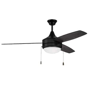 Phaze-3 Blade 52 in. Indoor Flat Black Dual Mount 3-Speed Reversible Motor Finish Ceiling Fan with Light Kit Included