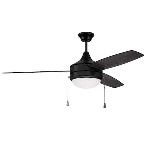 Phaze-3 Blade 52 in. Indoor Flat Black Dual Mount 3-Speed Reversible Motor Finish Ceiling Fan with Light Kit Included CRAFTMADE Ceiling Fans With Lights