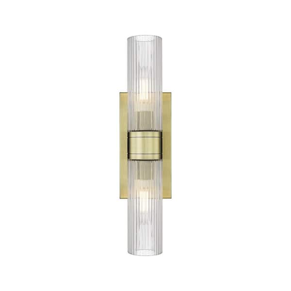 Innovations Ballston Urban 18 in. 2-Light Antique Brass Vanity Light with Glass Shade