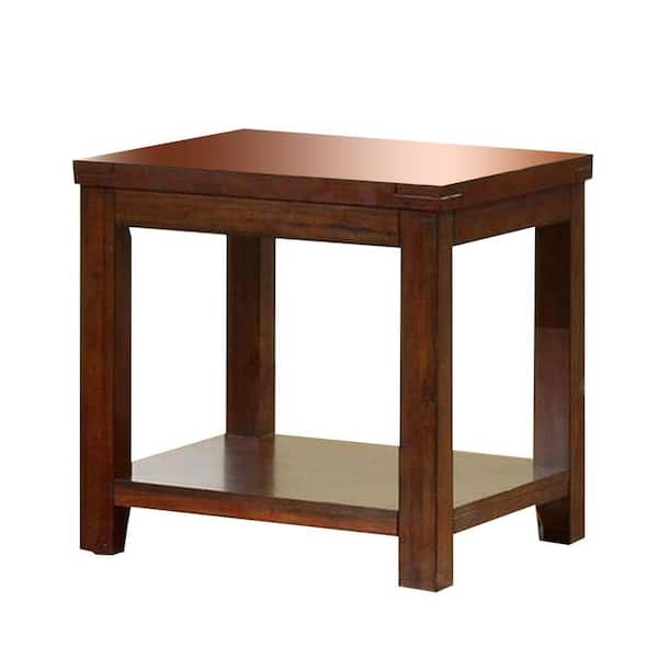 Tatayosi Dark Cherry Open Shelf Natural Wood Grain Design End Table Side Table