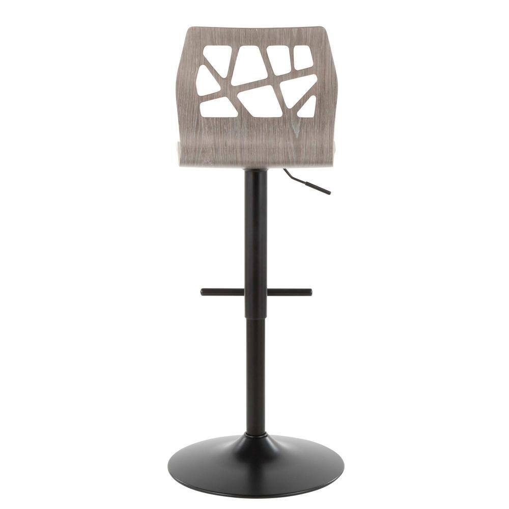 Gray Walnut Adjustable Swivel Barstool with Cut-Out Backrest