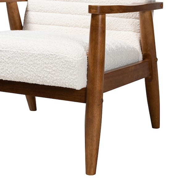 Baxton Studio Stratton White and Walnut Brown Armchair 228 12960