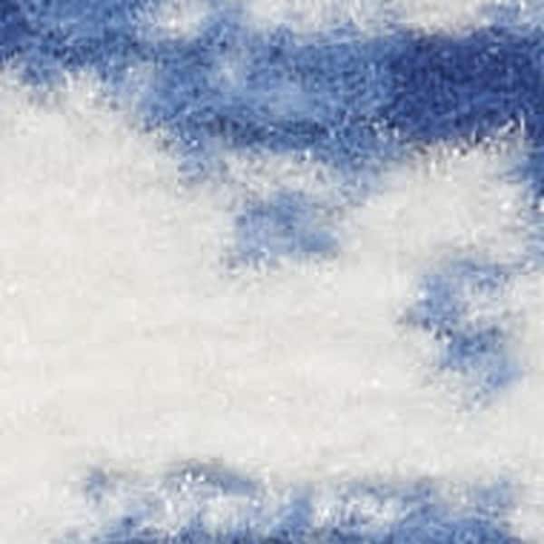 7' X 10' Navy Blue and Ivory Damask Distressed Non Skid Area Rug