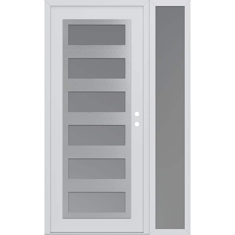 C9 48 in. x 80 in. Silver P Left-Hand/Inswing Frosted Glass White/White Sidelite Steel Prehung Front Door price history on PriceWatchPro